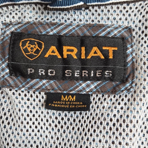 Ariat Pro Series Long Sleeve Button Up Shirt in Brown Men's Size Medium - Picture 4 of 4